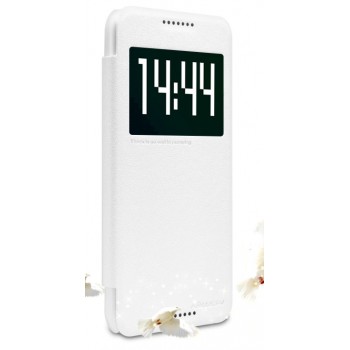 Чехол смарт флип на пластиковой основе с окном вызова серия Colors для HTC Desire 620 Белый