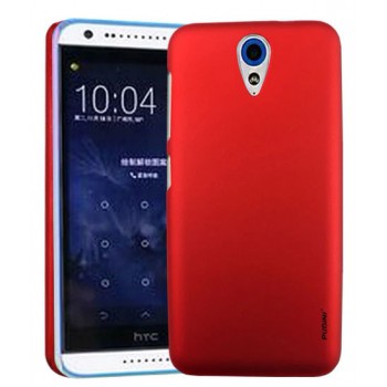 Пластиковый матовый металлик чехол для HTC Desire 620 Красный