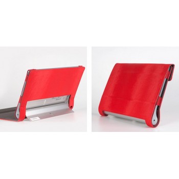 Чехол смартфлип подставка текстурный с рамочной защитой и магнитными клапанами крышки для Lenovo Yoga Tablet 2 10 Красный