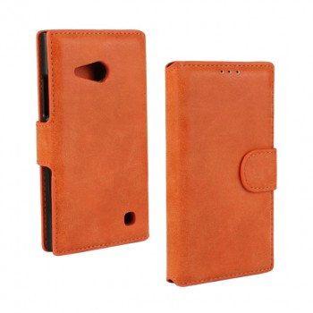 Винтажный чехол портмоне подставка с защелкой для Nokia Lumia 730/735 Оранжевый