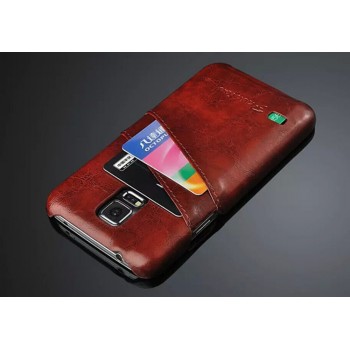 Кожаный чехол накладка глянцевая текстура с отделениями для карт для Samsung Galaxy S5 (Duos)