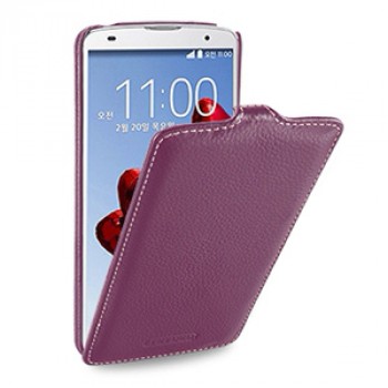 Чехол вертикальная книжка (нат. кожа) для LG G Pro 2 Фиолетовый