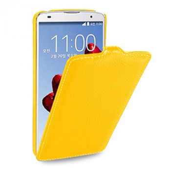 Чехол вертикальная книжка (нат. кожа) для LG G Pro 2 Желтый
