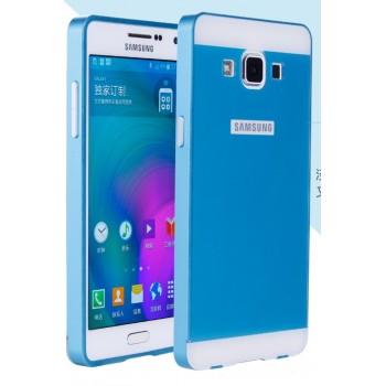 Двухкомпонентный чехол с металлическим бампером и поликарбонатной накладкой для Samsung Galaxy A7 Голубой