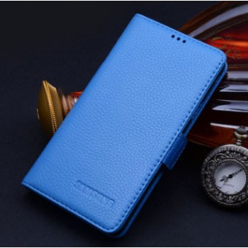 Кожаный портмоне (нат. кожа) для Samsung Galaxy A7 Голубой
