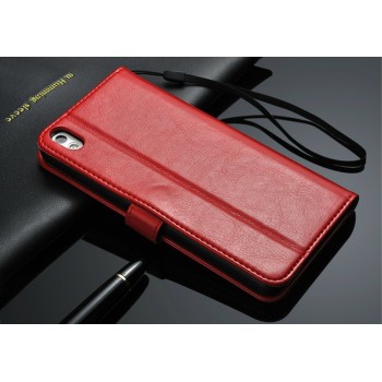 Чехол портмоне с отверстием под ремешок для HTC Desire 816 Красный