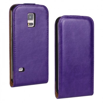 Чехол вертикальная книжка на пластиковой основе с магнитной застежкой для Samsung Galaxy S5 Mini Фиолетовый