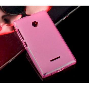 Силиконовый матовый полупрозрачный чехол для Microsoft Lumia 435 Розовый