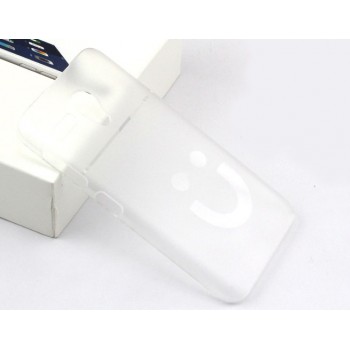 Пластиковый матовый полупрозрачный чехол с поверхностным рисунком Смайл для Lenovo A606 Белый