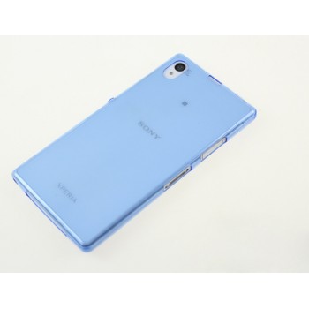 Силиконовый глянцевый полупрозрачный чехол для Sony Xperia Z1 Синий