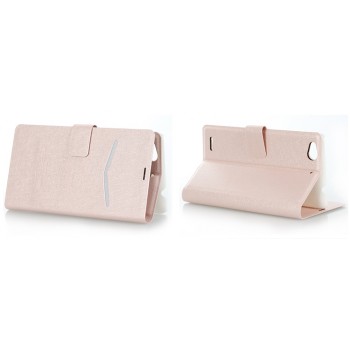 Текстурный чехол флип подставка с магнитной защелкой для ZTE Nubia Z7 Mini Розовый