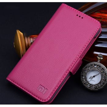 Кожаный чехол портмоне (нат. кожа) для Xiaomi RedMi 2 Пурпурный