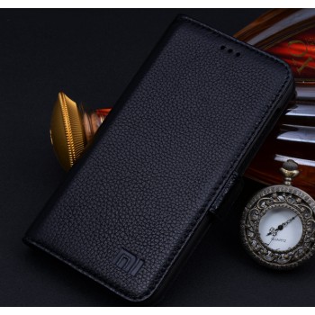 Кожаный чехол портмоне (нат. кожа) для Xiaomi RedMi 2 Черный