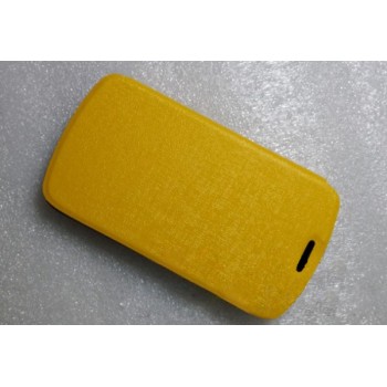 Чехол флип подставка текстурный на пластиковой основе для Alcatel One Touch Pop C5 Желтый