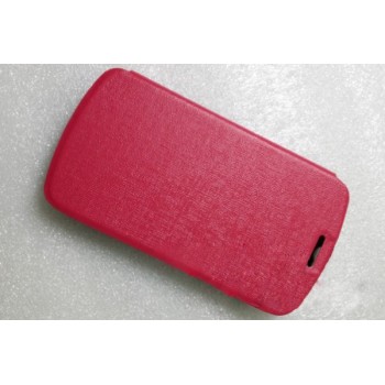Чехол флип подставка текстурный на пластиковой основе для Alcatel One Touch Pop C5 Красный