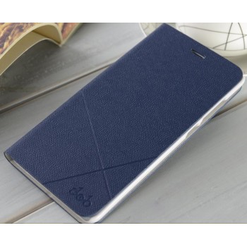 Текстурный флип чехол на пластиковой основе для Xiaomi Mi Note Синий