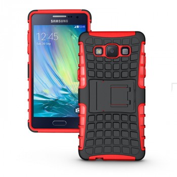Экстрим противоударный чехол для Samsung Galaxy A5 с подставкой и текстурой шины Красный