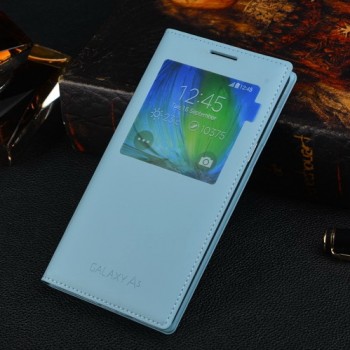 Чехол флип на пластиковой основе с окном вызова для Samsung Galaxy A5 Голубой