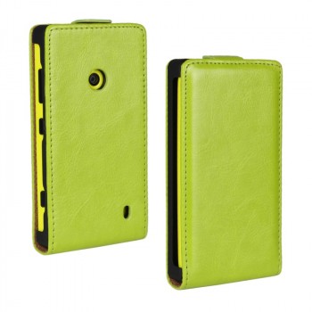 Глянцевый чехол вертикальная книжка на пластиковой основе с застежкой для Nokia Lumia 520 Зеленый