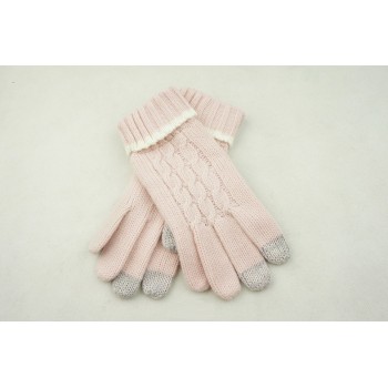 Зимние вязаные шерстяные сенсорные (трехпальцевые) женские перчатки дизайн Коса 