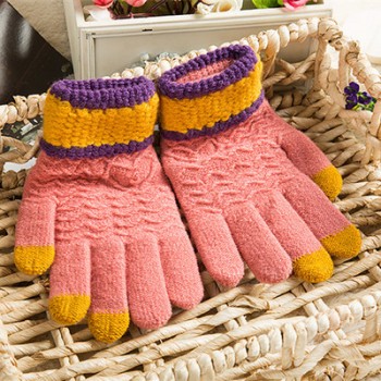 Шерстяные сенсорные (трехпальцевые) перчатки с вышивкой 