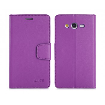 Чехол портмоне подставка на силиконовой основе с защелкой для Samsung Galaxy Grand Фиолетовый