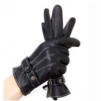 Мужские кожаные сенсорные перчатки на кнопке размер XL