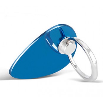Глянцевое металлическое антиграбежное клеевое кольцо-подставка для одноручного управления гаджетом Синий