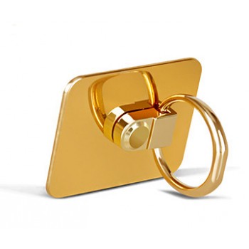 Глянцевое металлическое антиграбежное клеевое кольцо-подставка для одноручного управления гаджетом Желтый