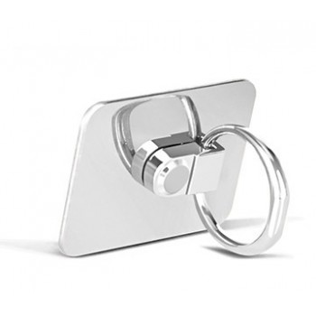 Глянцевое металлическое антиграбежное клеевое кольцо-подставка для одноручного управления гаджетом Белый