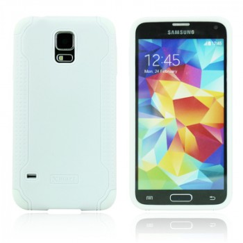 Двухкомпонентный нескользящий силиконовый чехол повышенной степени защиты для Samsung Galaxy S5 Mini Белый