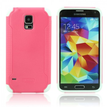 Двухкомпонентный нескользящий силиконовый чехол повышенной степени защиты для Samsung Galaxy S5 Mini Розовый