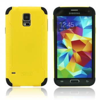 Двухкомпонентный нескользящий силиконовый чехол повышенной степени защиты для Samsung Galaxy S5 Mini Желтый