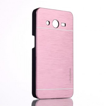 Пластиковый чехол текстура Металл для Samsung Galaxy Core 2 Розовый