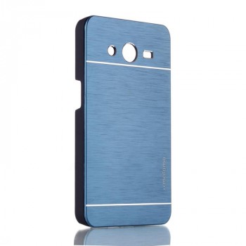 Пластиковый чехол текстура Металл для Samsung Galaxy Core 2 Синий