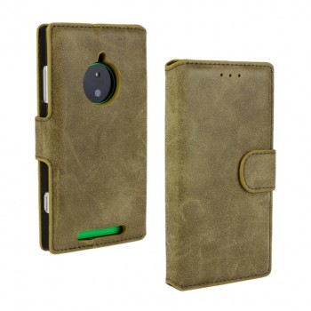 Чехол портмоне подставка винтажный с защелкой для Nokia Lumia 830 Зеленый