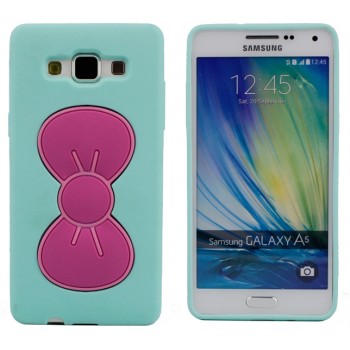 Силиконовый дизайнерский фигурный чехол подставка Бабочка для Samsung Galaxy A5 Голубой
