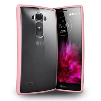 Гибридный удароабсорбирующий транспарентный премиум чехол с усиленным силиконовым бампером для LG G Flex 2 Розовый