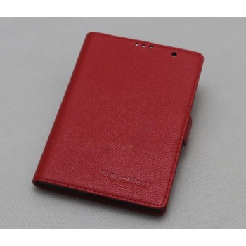 Кожаный чехол горизонтальная книжка (нат. кожа) с крепежной застежкой для Blackberry Passport Красный
