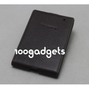 Кожаный чехол вертикальная книжка (нат. кожа) для Blackberry Passport Коричневый