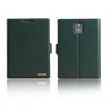 Чехол флип подставка с защелкой для Blackberry Passport Зеленый