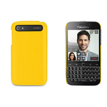 Кожаный чехол накладка (нат. кожа) для Blackberry Classic Желтый