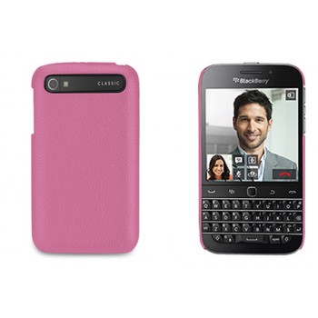 Кожаный чехол накладка (нат. кожа) для Blackberry Classic Розовый
