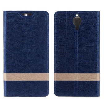 Текстурный дизайнерский чехол флип подставка на пластиковой основе для LG Spirit Синий
