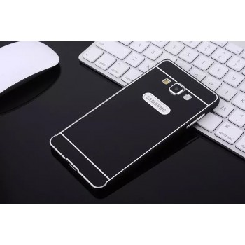 Двухкомпонентный чехол с металлическим бампером и поликарбонатной накладкой для Samsung Galaxy E7 Черный
