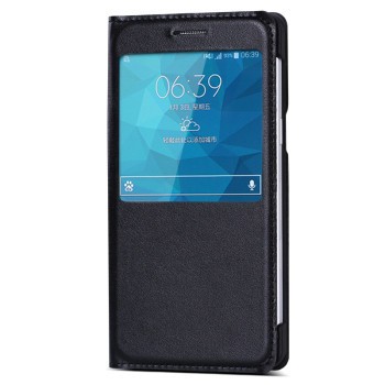 Кожаный чехол смартфлип с окном вызова для Samsung Galaxy A7 Черный