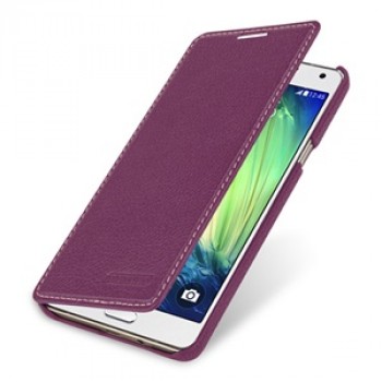 Кожаный чехол горизонтальная книжка (нат. кожа) для Samsung Galaxy A7 Фиолетовый