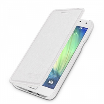 Кожаный чехол горизонтальная книжка (нат. кожа) для Samsung Galaxy A3 Белый