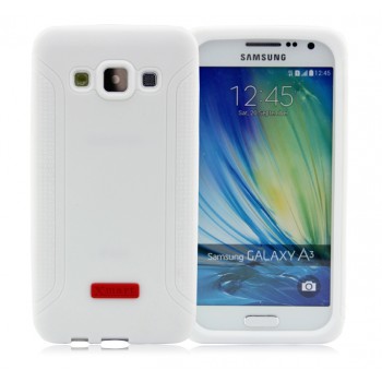 Силиконовый матовый антиударный чехол с нескользящими гранями для Samsung Galaxy A3 Белый