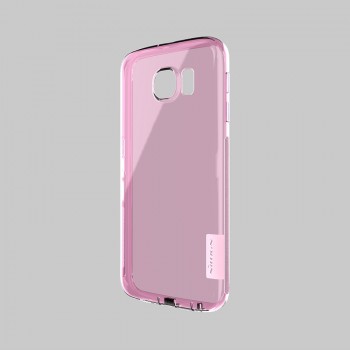 Ультратонкий силиконовый транспарентный чехол с нескользящими гранями и защитными заглушками для Samsung Galaxy S6 Розовый